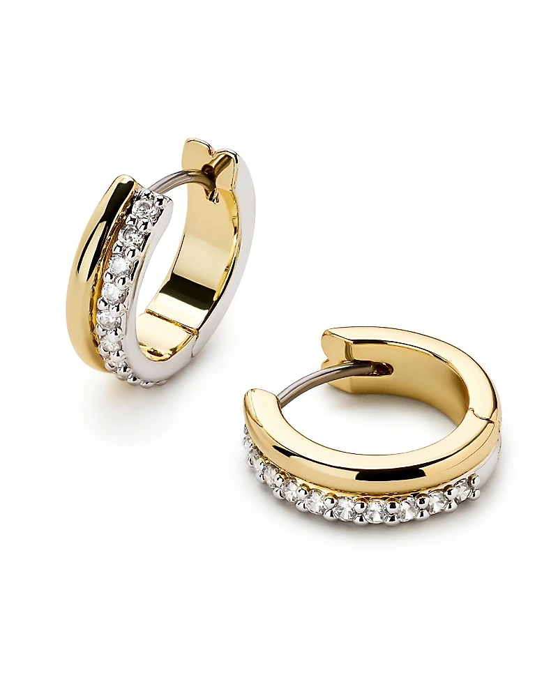 Ana Luisa Brass and Cubic Zirconia Asher Pave Huggie Earrings