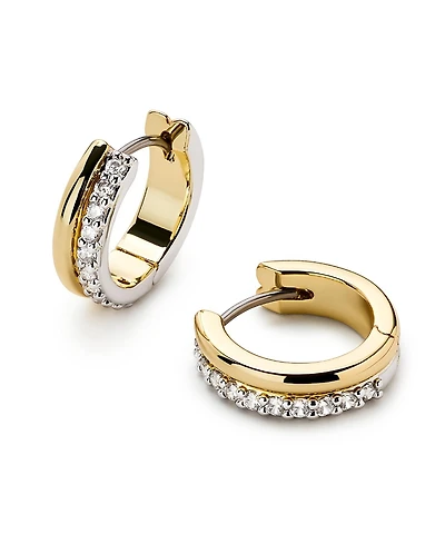Ana Luisa Brass and Cubic Zirconia Asher Pave Huggie Earrings