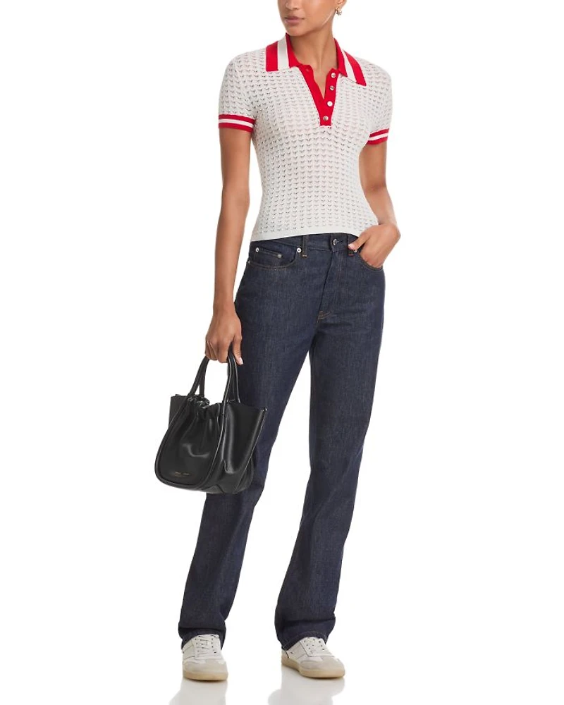 Martha Pointelle Polo Sweater