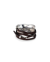 Unode50 Sterling Silver-Plated Bracelet with Leather Straps
