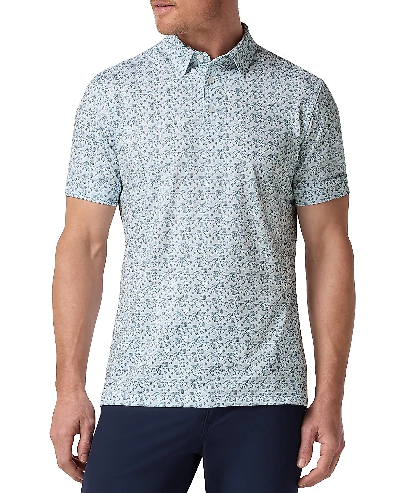 Mizzen+Main Versa Short Sleeve Polo White Dallas Mosaic