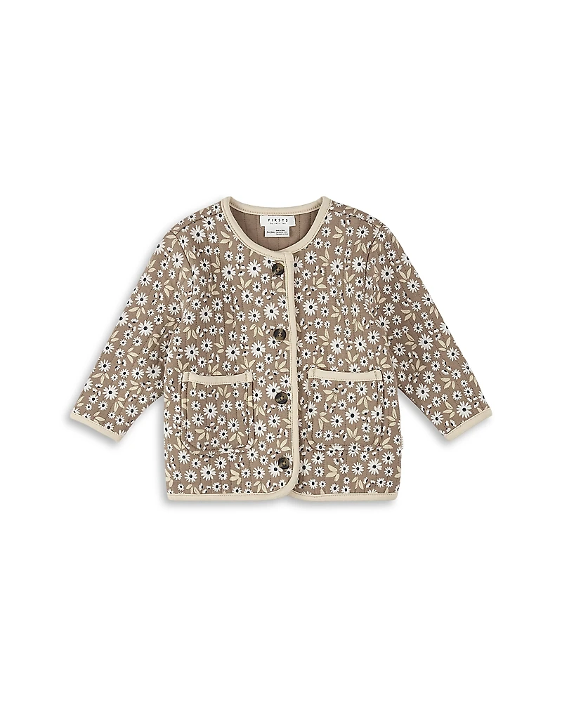 Firsts by petit lem Girls' Daisy Print Quilted Cardigan - Baby