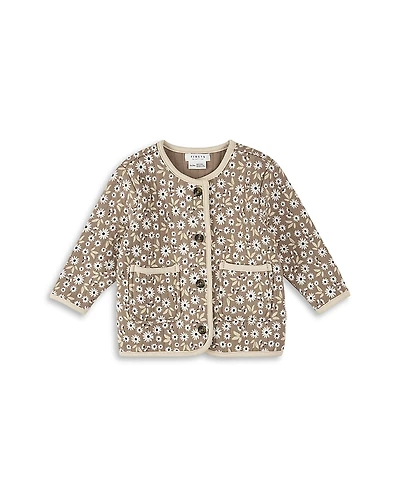 Firsts by petit lem Girls' Daisy Print Quilted Cardigan - Baby