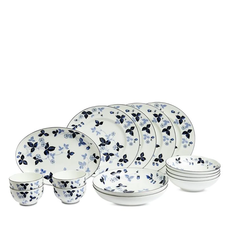 Wild Strawberry Inky Blue Dinnerware 15 Piece Set, Service for 4