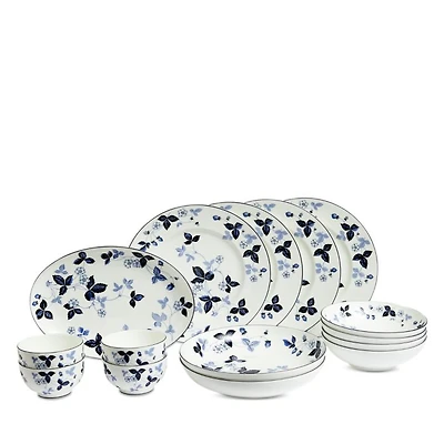 Wild Strawberry Inky Blue Dinnerware 15 Piece Set, Service for 4