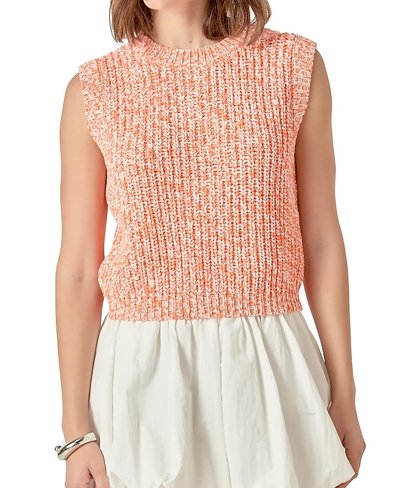 English Factory Women's Sleeveless Ribbed Knit Sweater