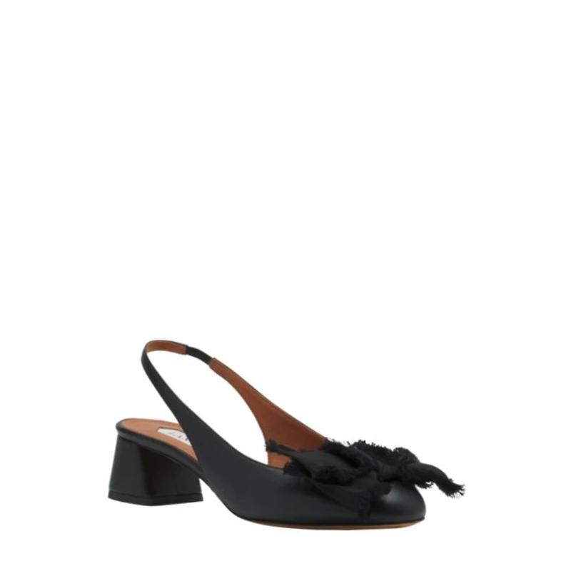 Women's Leather Heeled Slingback Ballerina