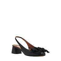 Women's Leather Heeled Slingback Ballerina