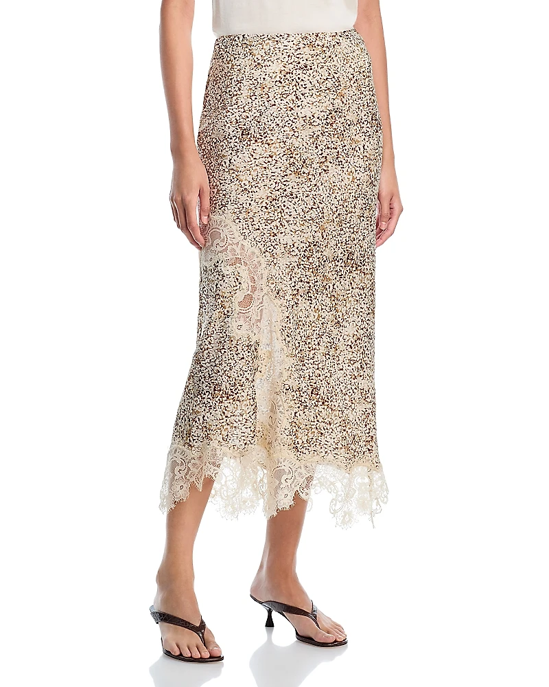 Aqua Lace Inset Midi Skirt - Exclusive