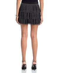 Faux Leather Fringe Mini Skirt - Exclusive