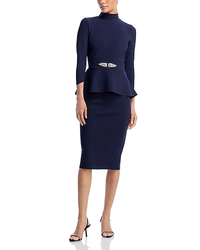 Chiara Boni La Petite Robe Haby Peplum Mock Neck Dress