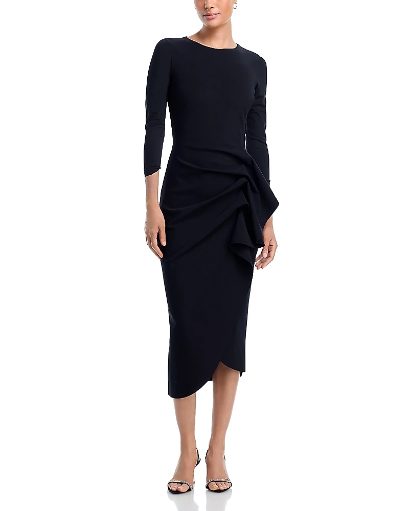 Chiara Boni La Petite Robe Wang 3/4 Sleeve Side Ruffle Dress