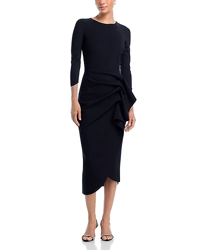 Chiara Boni La Petite Robe Wang 3/4 Sleeve Side Ruffle Dress