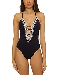 Becca by Rebecca Virtue Fiesta Clare Plunge One Piece Swimsuit