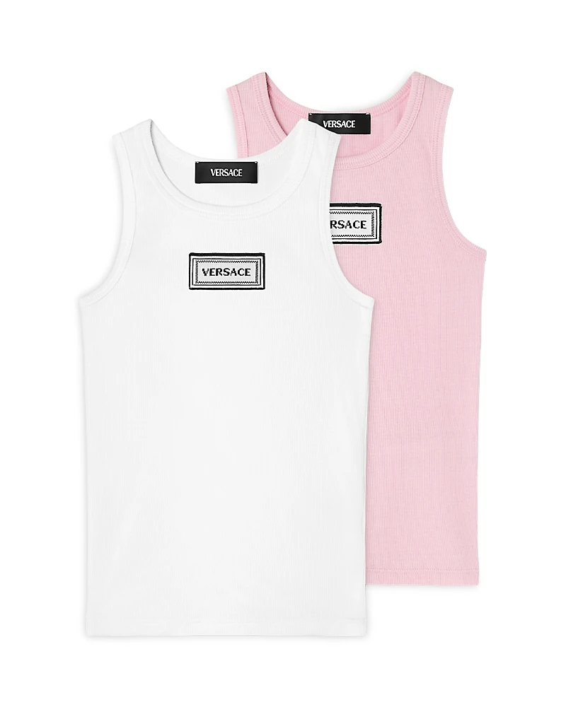 Versace Girls' Ribbed Logo Tank Tops, Set of 2, Big Kid