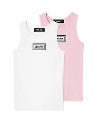 Versace Girls' Ribbed Logo Tank Tops, Set of 2, Big Kid