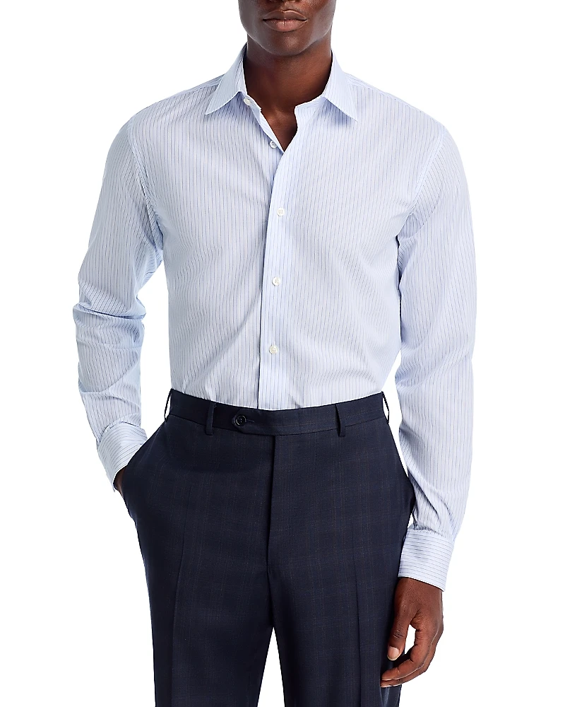 The Men's Store at Bloomingdale's Stretch Twill Stripe Regular Fit Dress Shirt - Exclusive