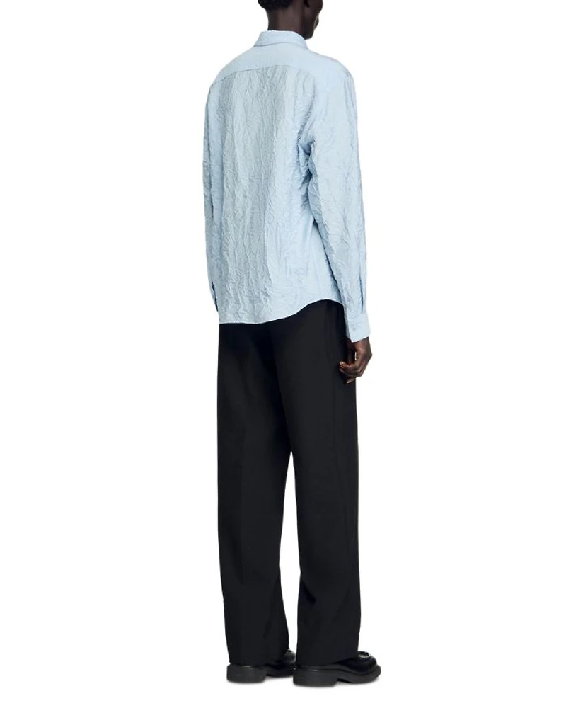 Crinkled Button-Front Shirt