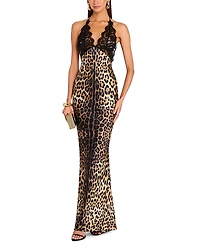 Retrofete Rainey Lace Leopard print Maxi Dress