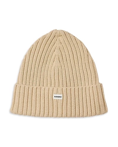 Sandro Ribbed Knit Cuffed Beanie