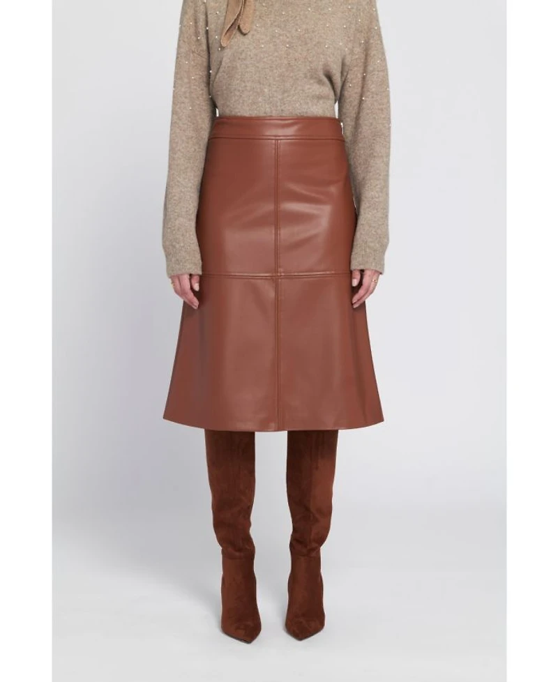 A-Line Faux Leather Skirt