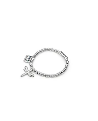 Sterling Silver Plated Elastic Beaded Bracelet
