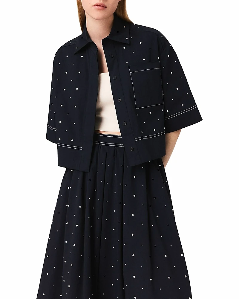 Maje Studded Cropped Shirt