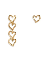 Asymmetric Heart Earrings, 0.6"L & 2.2"L