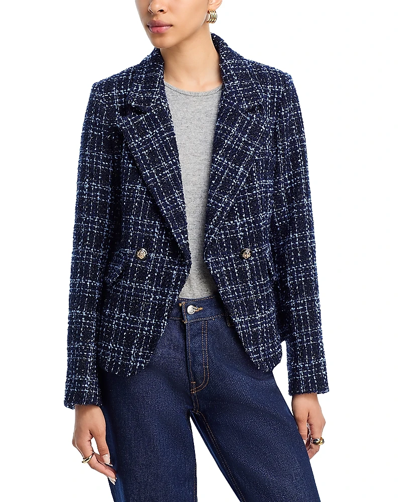 Aqua Tweed Double Breasted Blazer - Exclusive