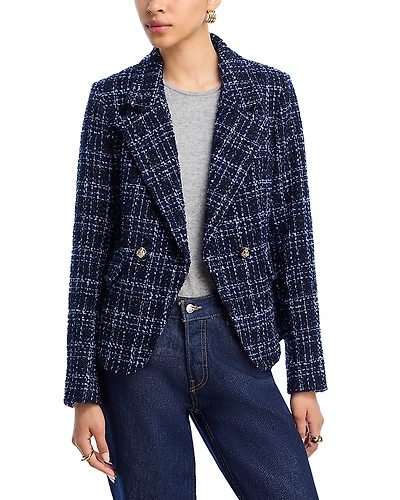 Aqua Tweed Double Breasted Blazer - Exclusive