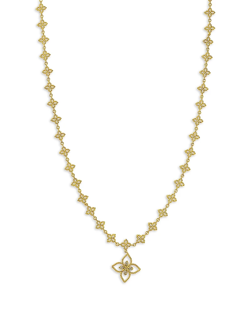Roberto Coin 18K Yellow Gold Principessa Diamond Flower Pendant Necklace, 15-17