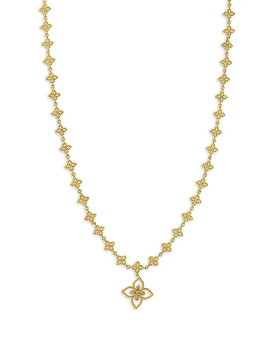 Roberto Coin 18K Yellow Gold Principessa Diamond Flower Pendant Necklace, 15-17