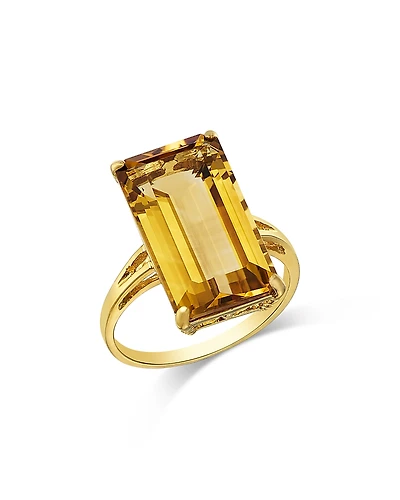 Bloomingdale's Fine Collection Honey Quartz Emerald Cut Solitaire Ring