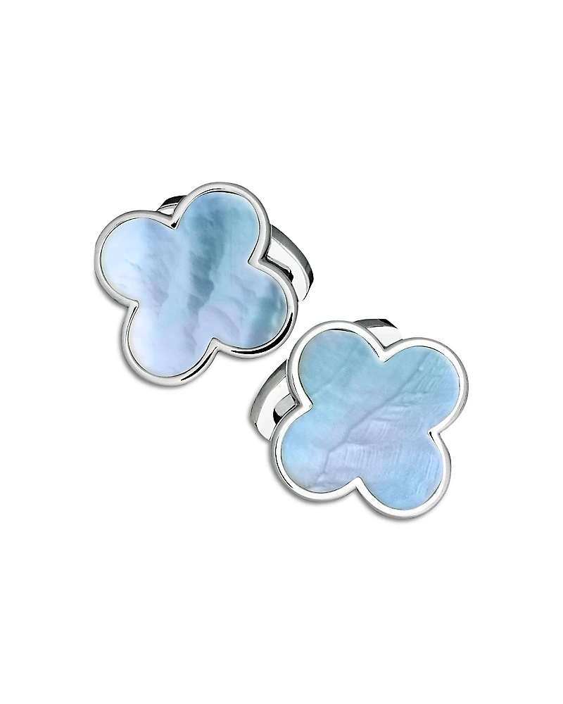 Jan Leslie Blue Mother of Pearl Clover Cufflinks