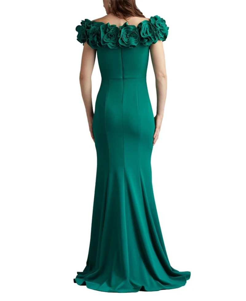 Avenne Rosette-Embellished Gown