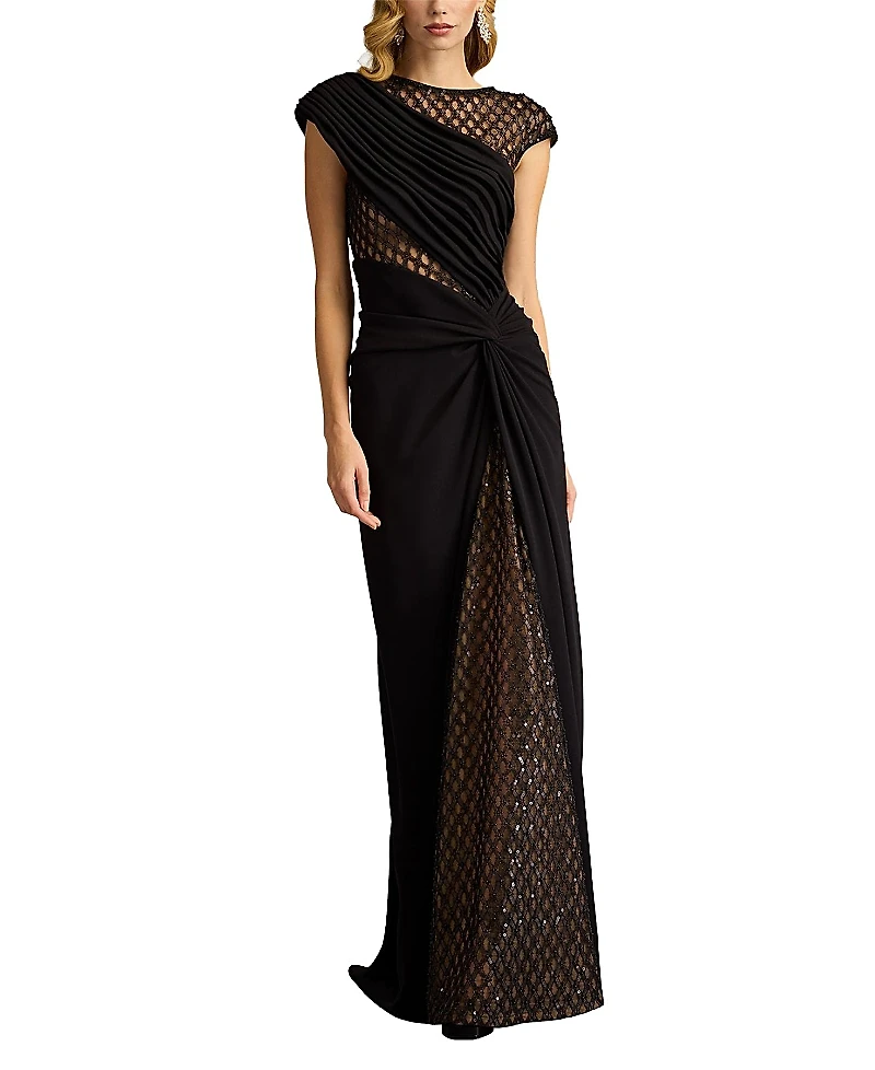 Tadashi Shoji Jetta Peek-a-Boo Illusion Gown