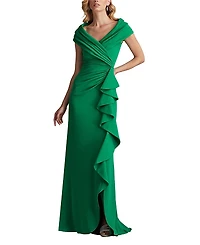 Tadashi Shoji Talise Waterfall Flounce Gown