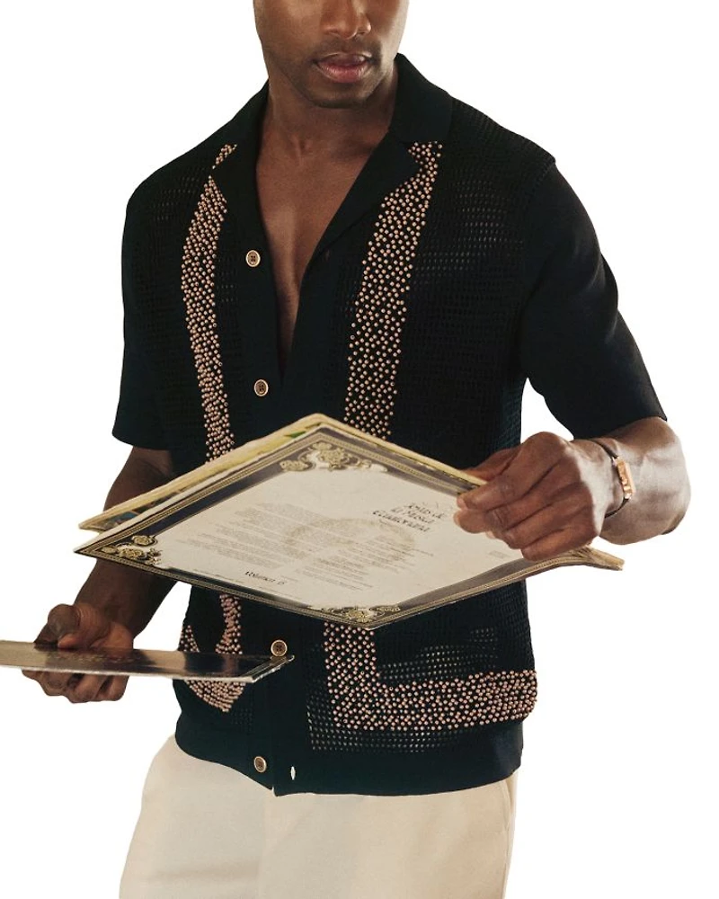Che Accra Mesh Beaded Camp Shirt