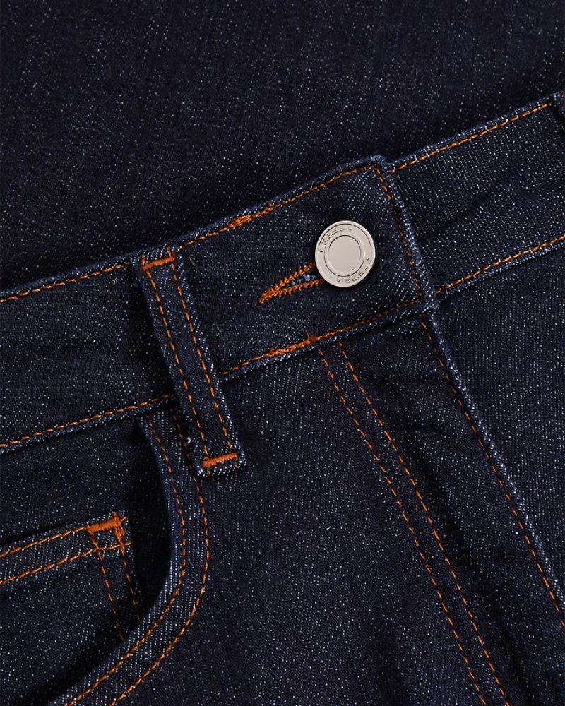 Petites Bonnie High Rise Flared Jeans Dark Blue