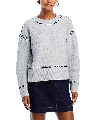 Aqua Contrast Stitch Sweater - Exclusive