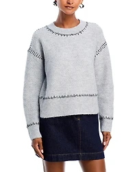 Aqua Contrast Stitch Sweater - Exclusive
