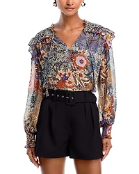 Aqua Ruffled Boho Top - Exclusive