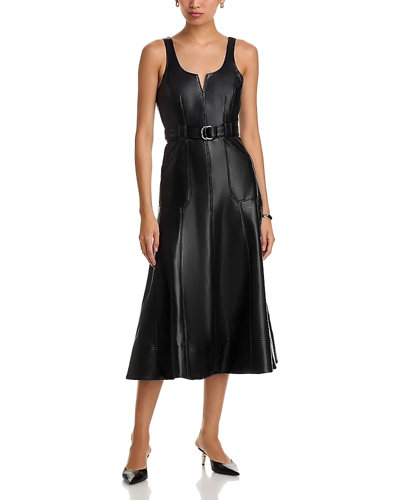 Cinq a Sept Portia Faux Leather Midi Dress