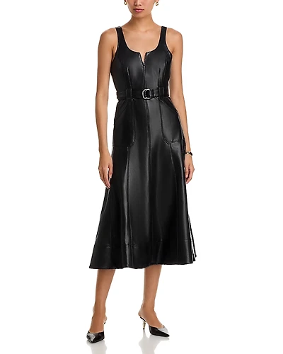 Cinq a Sept Portia Faux Leather Midi Dress