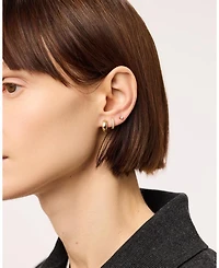 Solid Yellow Gold Bold Huggie Hoops Earrings