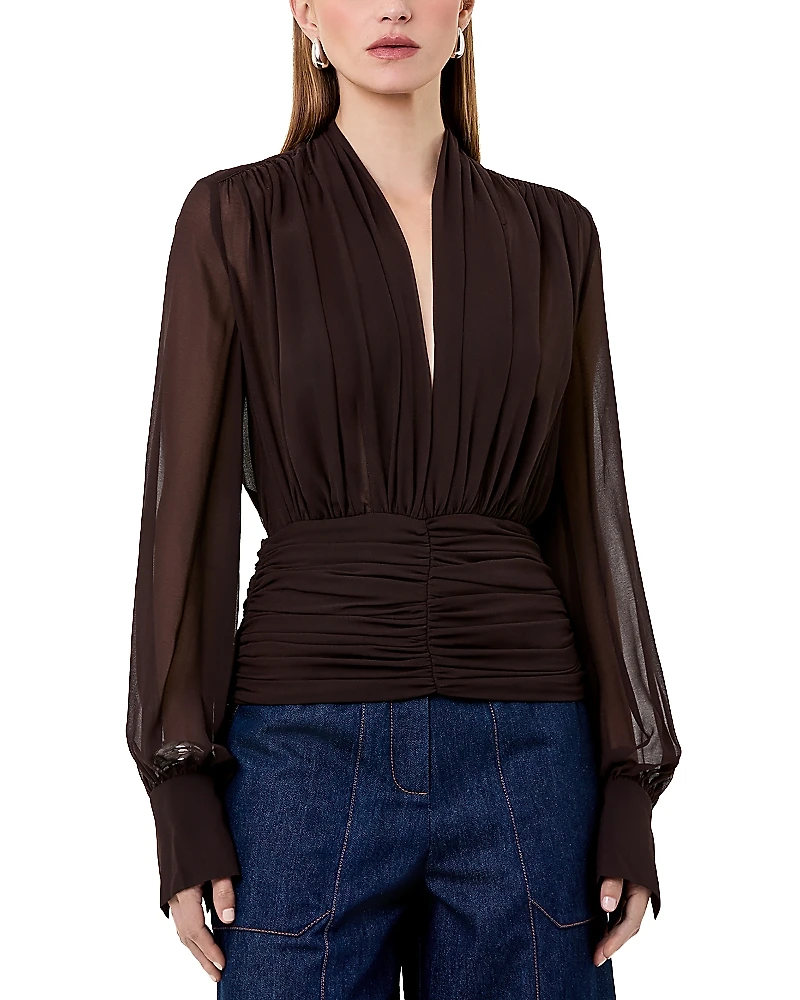 Nicholas Jacqueline Silk Ruched Top