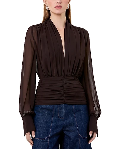 Nicholas Jacqueline Silk Ruched Top