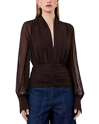 Nicholas Jacqueline Silk Ruched Top