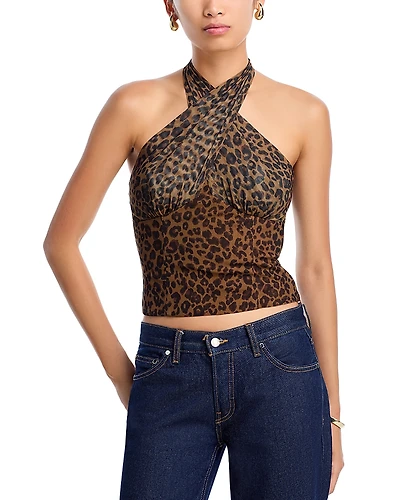 Aqua Mesh Leopard Halter Top - Exclusive