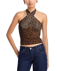 Aqua Mesh Leopard Halter Top - Exclusive